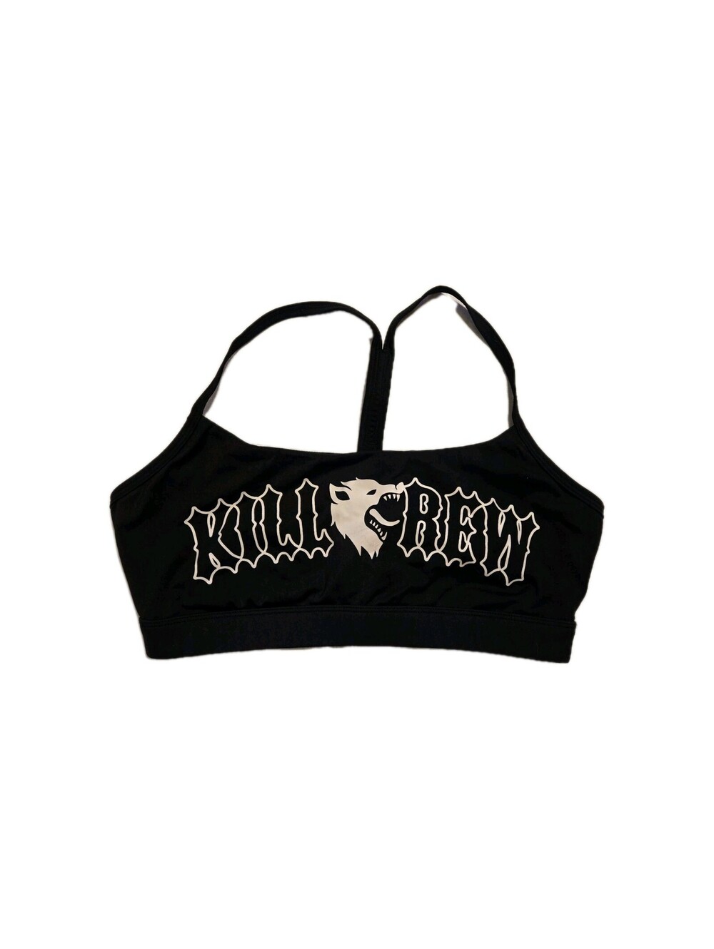 Kill Crew Classic Sports Bra Black White Wolf Logo Medium Support Workout Gym M